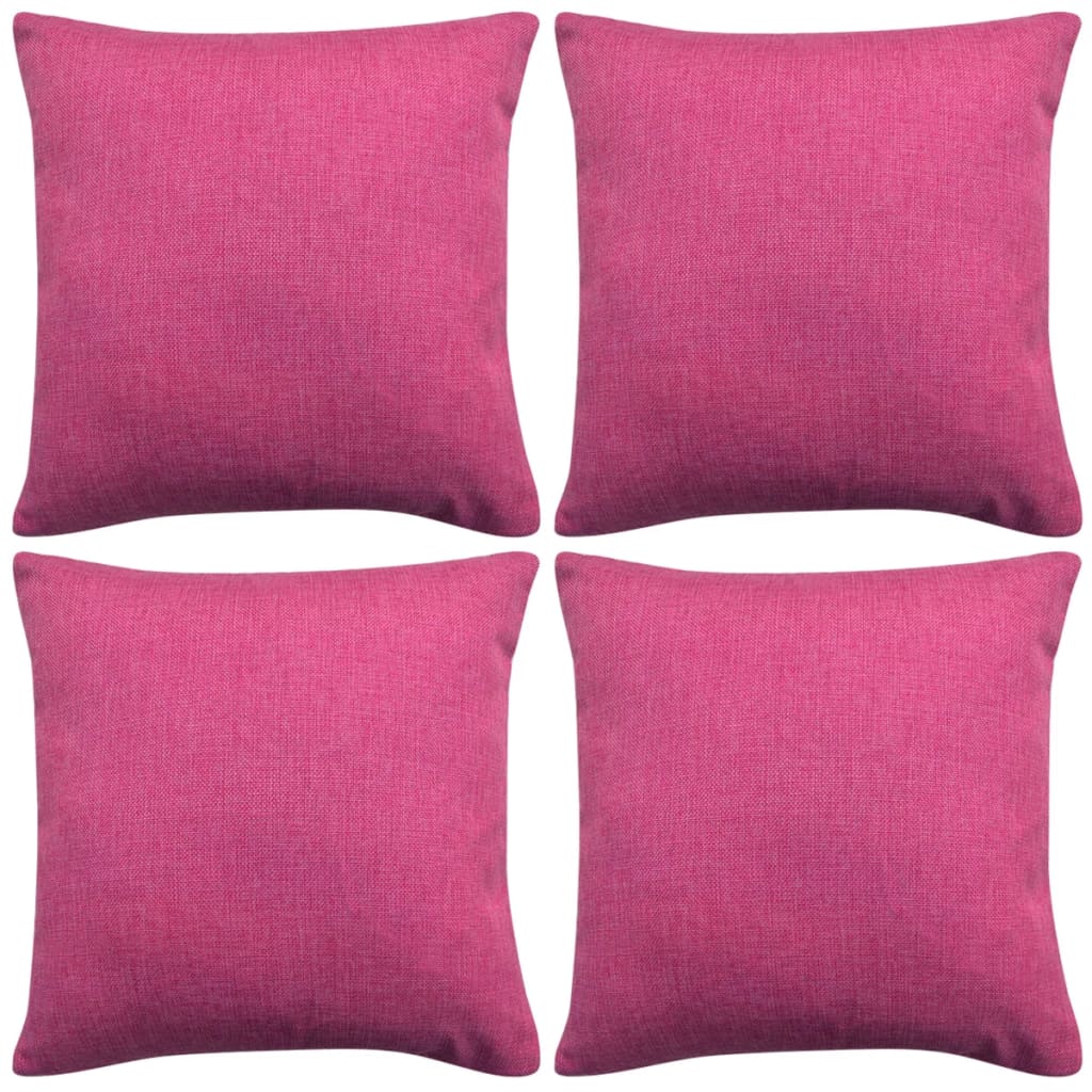 vidaXL Housses de coussin 4 pcs Aspect de lin Rose 80x80 cm