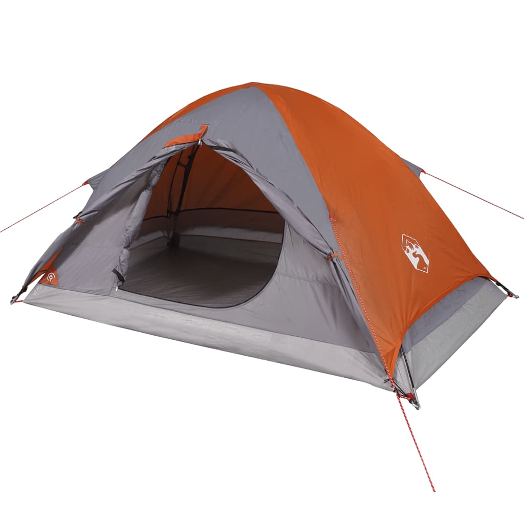 vidaXL Tente de camping à dôme 2 personnes gris et orange imperméable