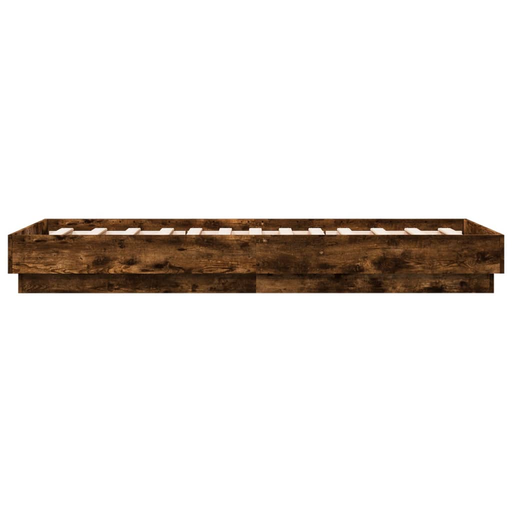 vidaXL Cadre de lit sans matelas chêne fumé 75x190cm bois d'ingénierie