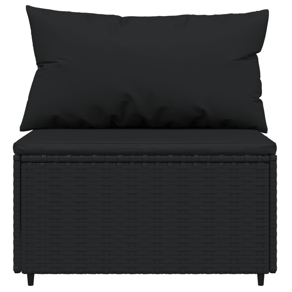 vidaXL Salon de jardin 3 pcs avec coussins Noir Résine tressée