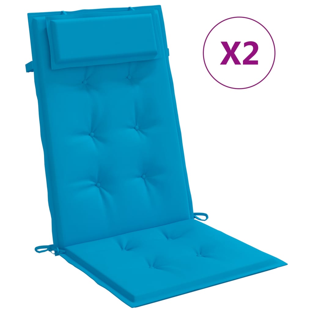 vidaXL Coussins de chaise à dossier haut lot de 2 bleu clair