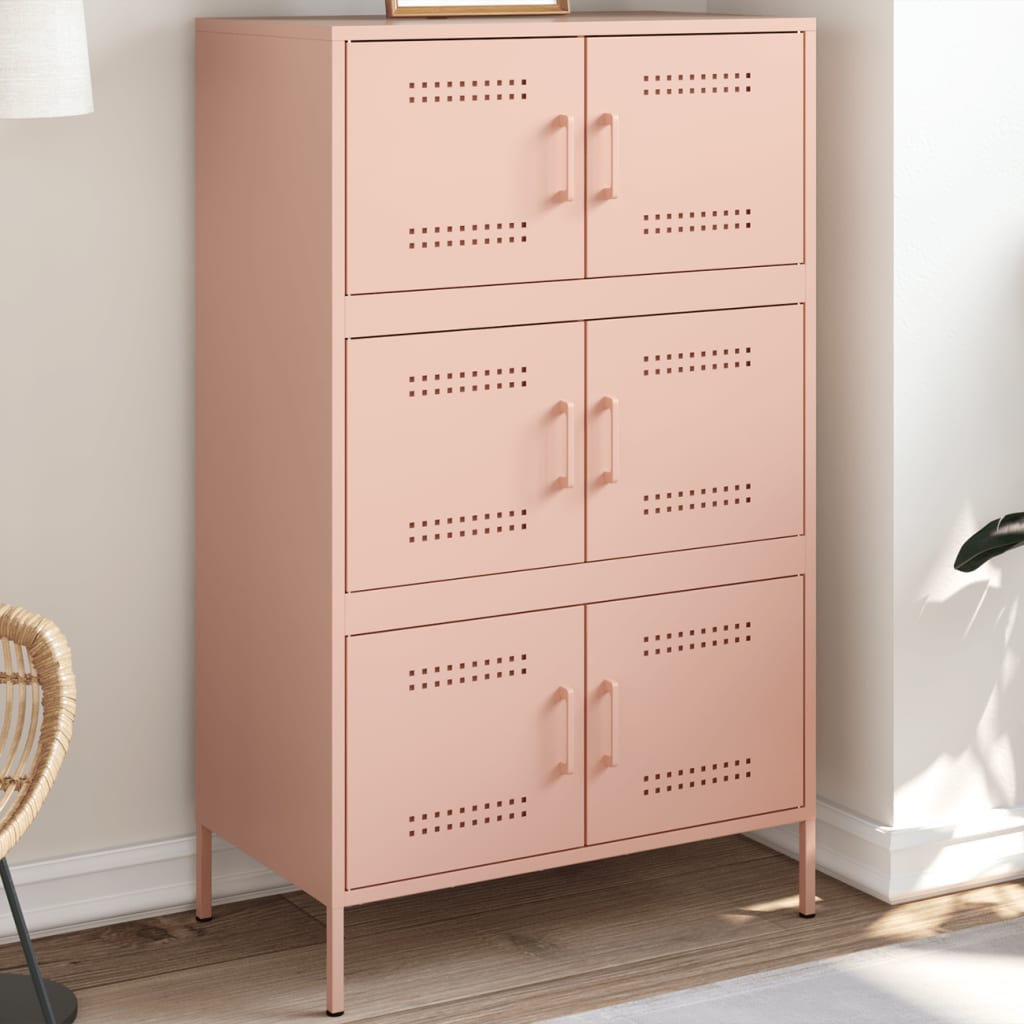 vidaXL Buffet haut rose 68x39x113 cm acier