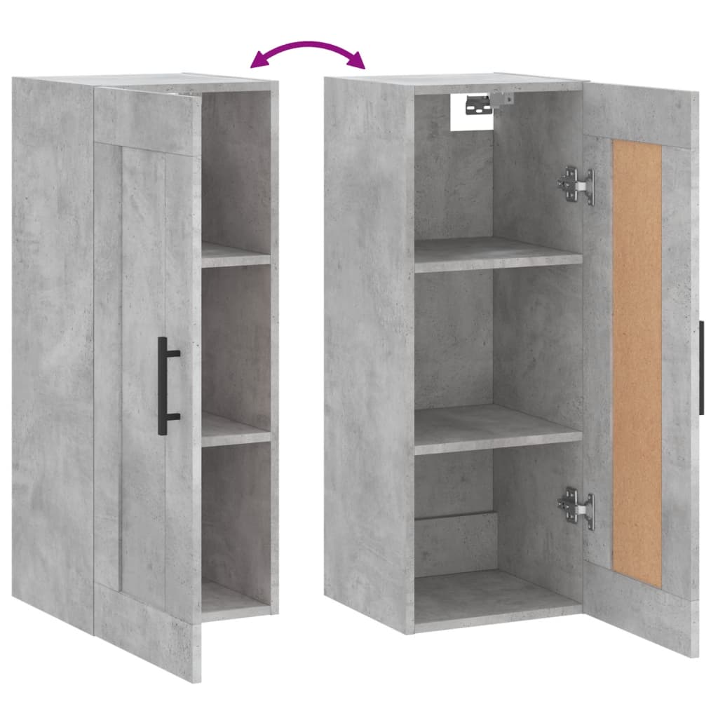 vidaXL Armoire murale gris béton 34,5x34x90 cm bois d'ingénierie