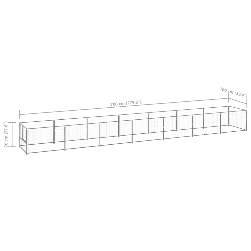 vidaXL Chenil Argenté 7 m² Acier