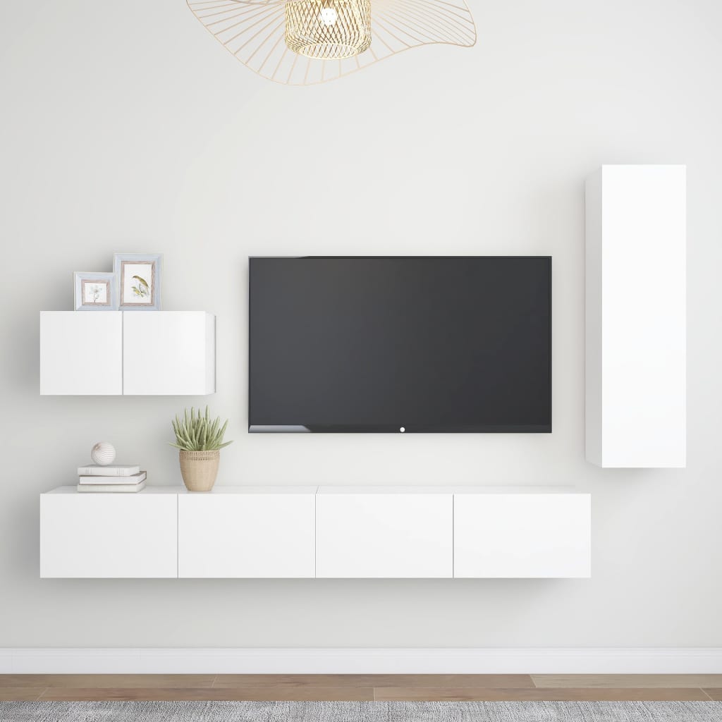 vidaXL Ensemble de meubles TV 4 pcs Blanc Bois d'ingénierie