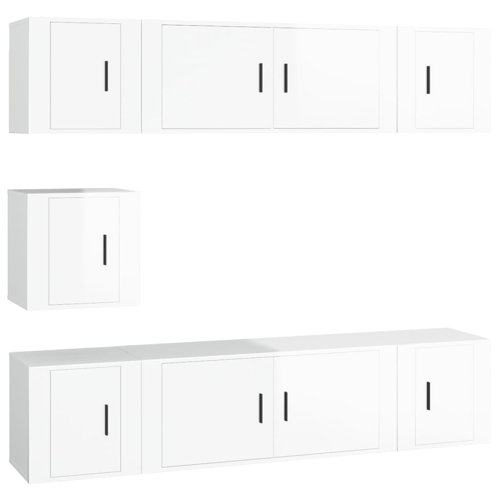 vidaXL Ensemble de meubles TV 7 pcs Blanc brillant Bois d'ingénierie