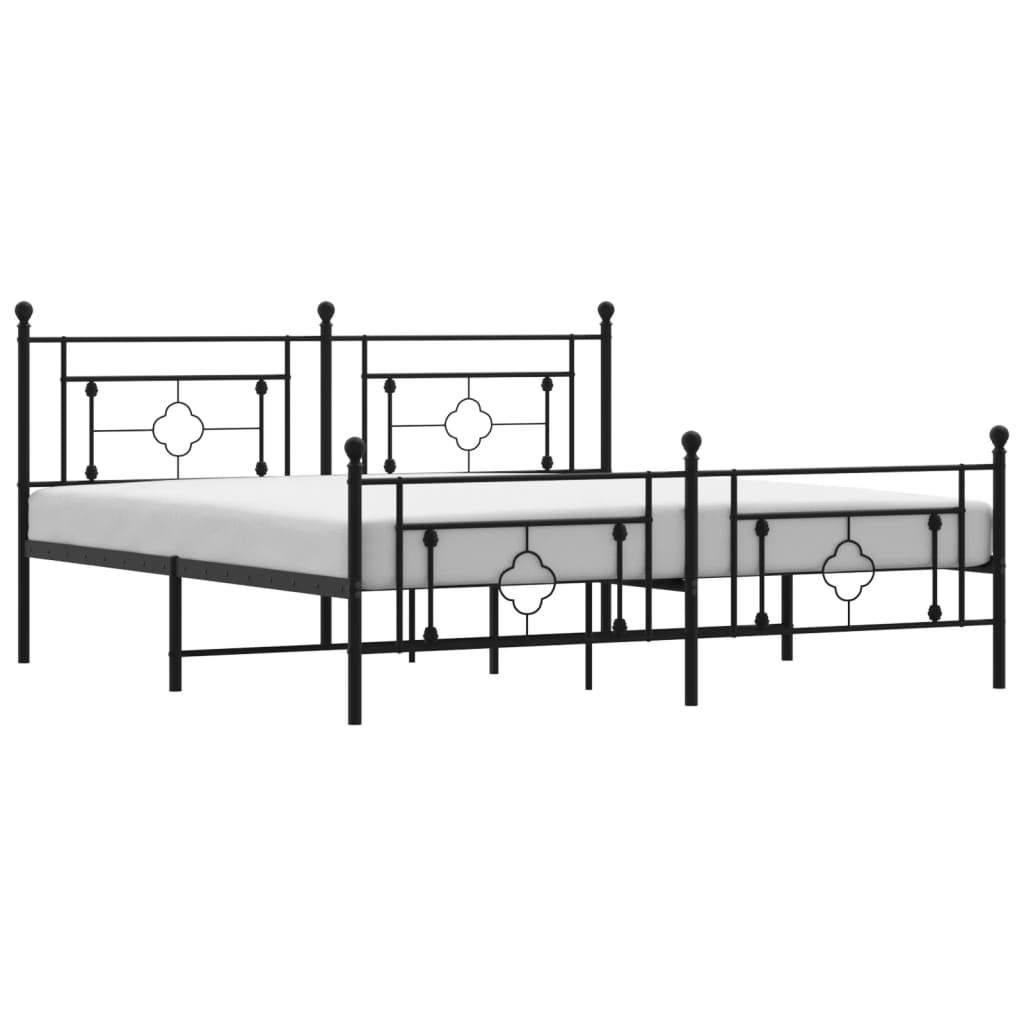 vidaXL Cadre de lit métal sans matelas avec pied de lit noir 180x200cm