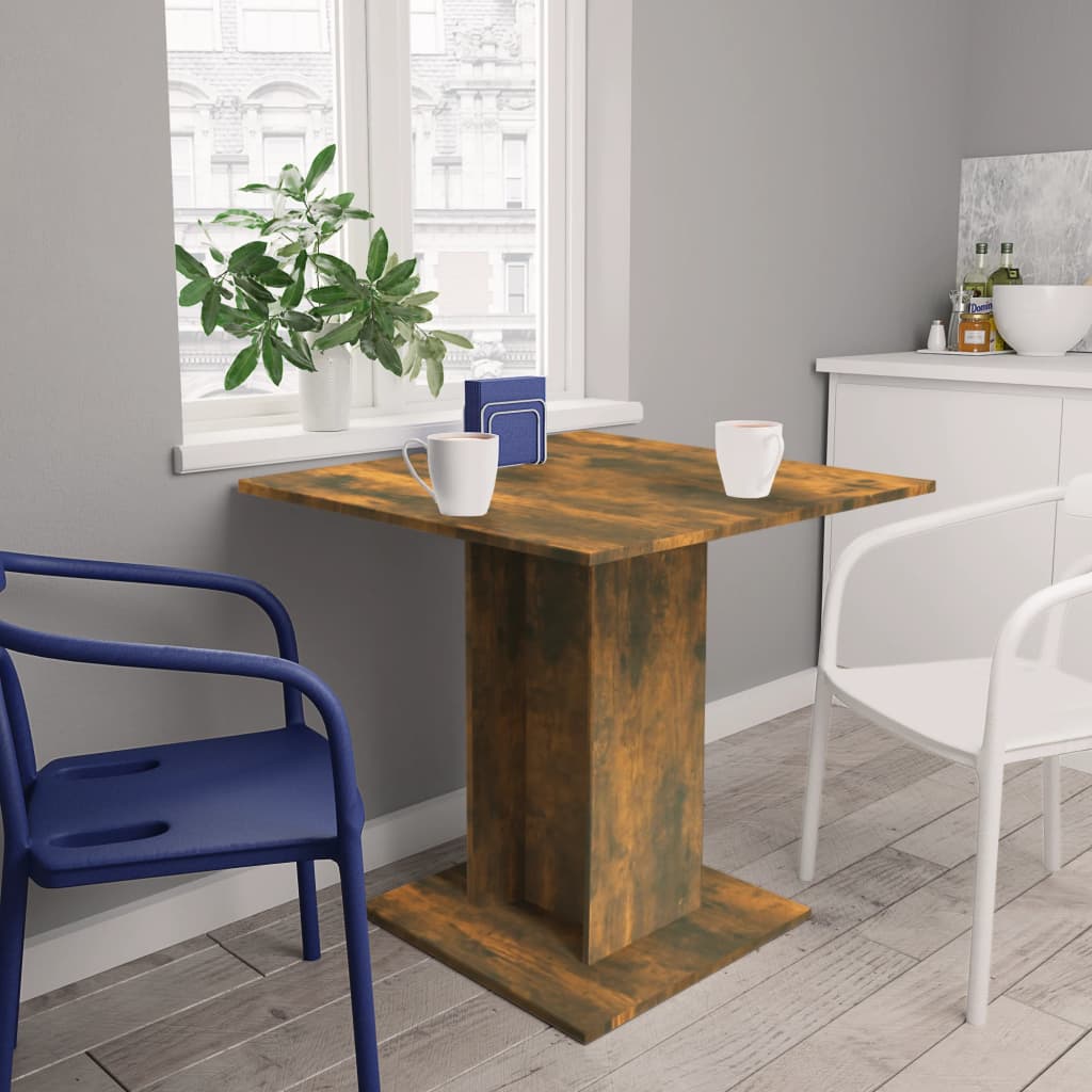 vidaXL Table à dîner Chêne fumé 80x80x75 cm Bois d'ingénierie