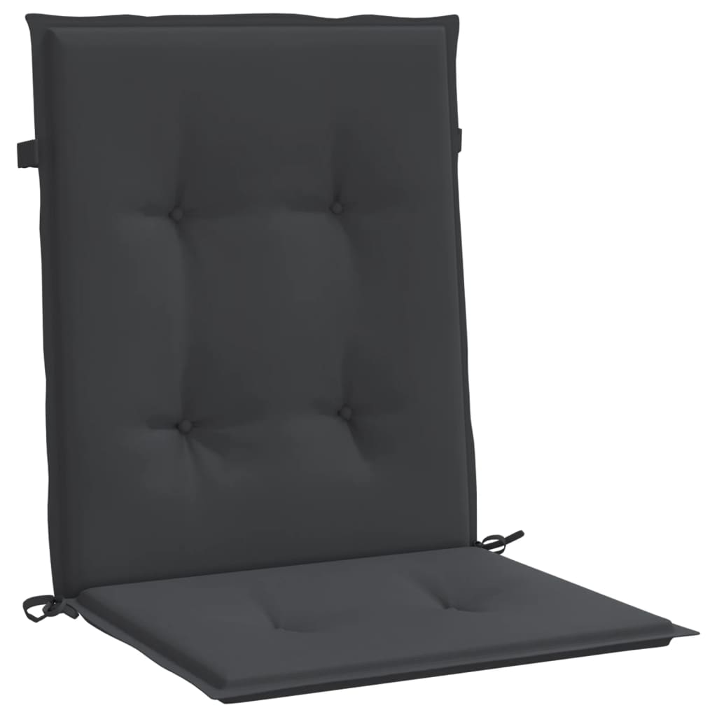 vidaXL Coussins de chaise de jardin à dossier bas lot de 2 noir