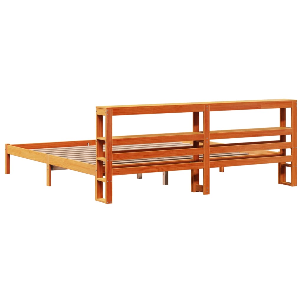 vidaXL Cadre de lit et tête de lit sans matelas cire marron 200x200 cm