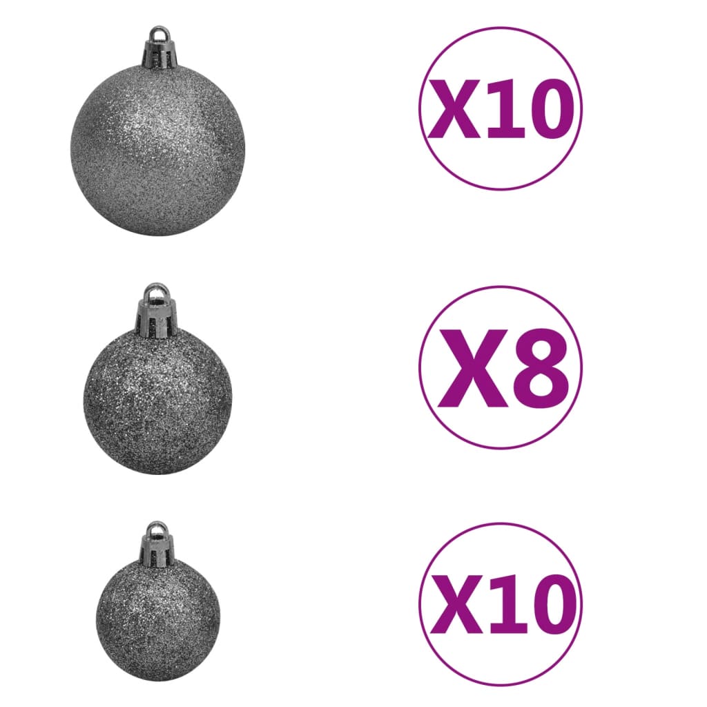 vidaXL Sapin de Noël artificiel articulé 300 LED et boules 180 cm