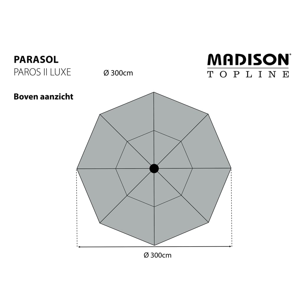 Madison Parasol de jardin Paros II Luxe 300 cm gris clair