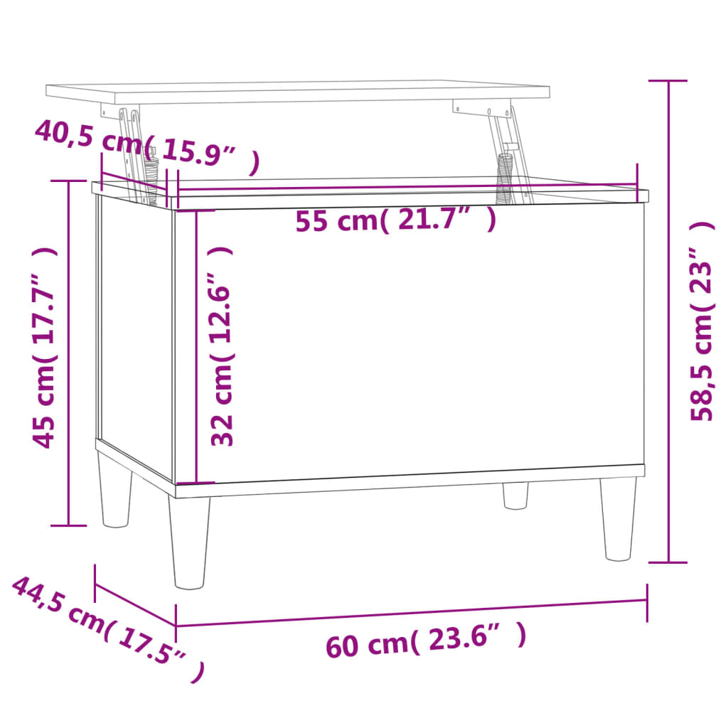 vidaXL Table basse Blanc brillant 60x44,5x45 cm Bois d'ingénierie