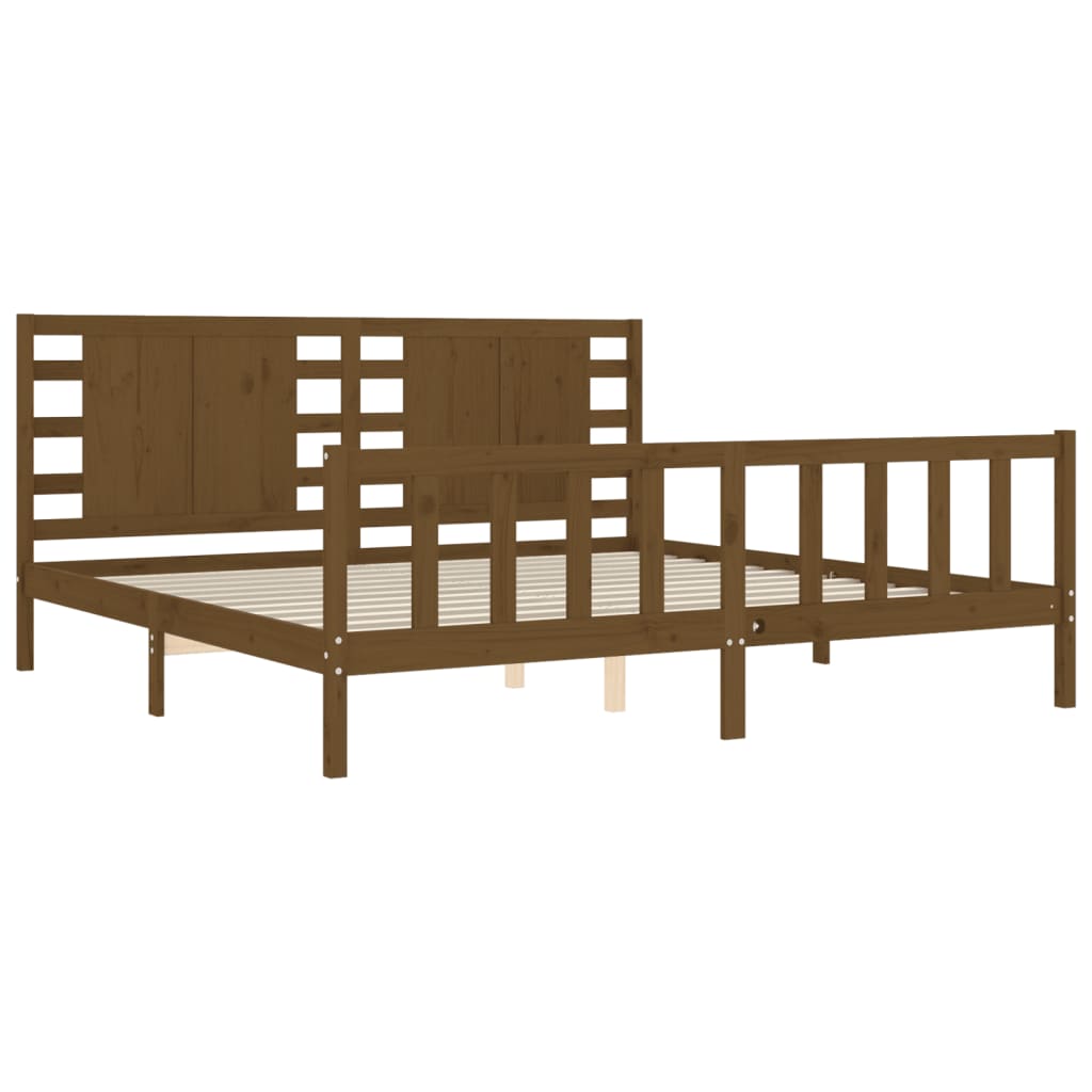 vidaXL Cadre de lit avec tête de lit marron miel 200x200cm bois massif