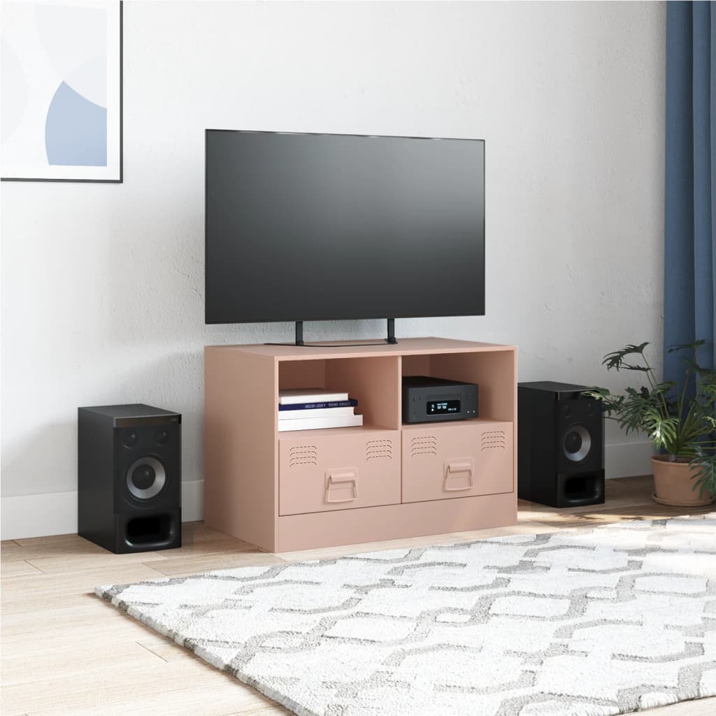 vidaXL Meuble TV rose 67x39x44 cm acier