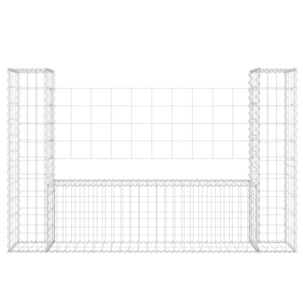 vidaXL Panier de gabion en forme de U avec 2 poteaux Fer 140x20x100 cm