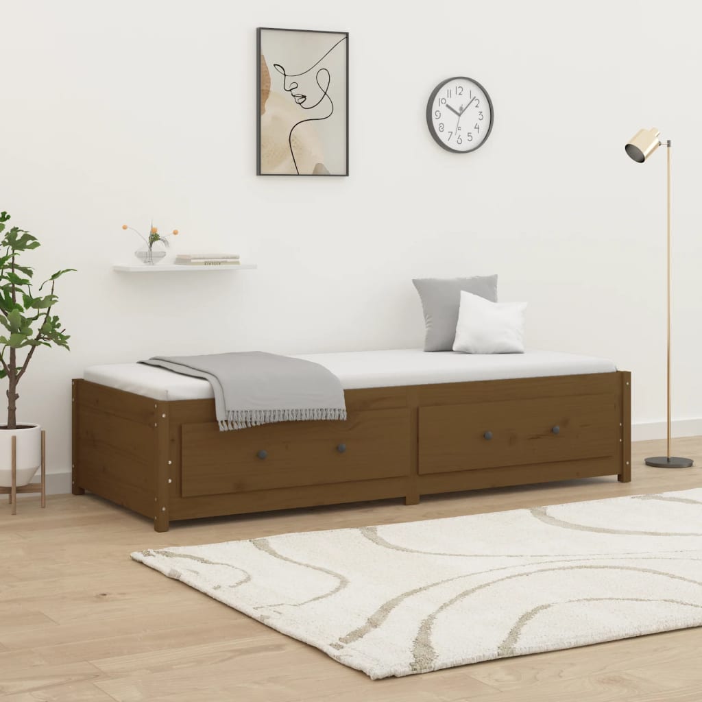 vidaXL Lit de jour Marron miel 90x190 cm Simple Bois de pin massif