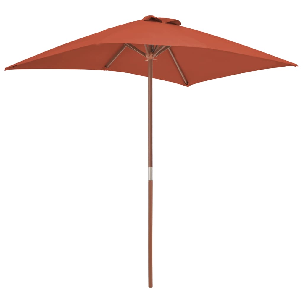 vidaXL Parasol d'extérieur avec mât en bois 150x200 cm Terre cuite