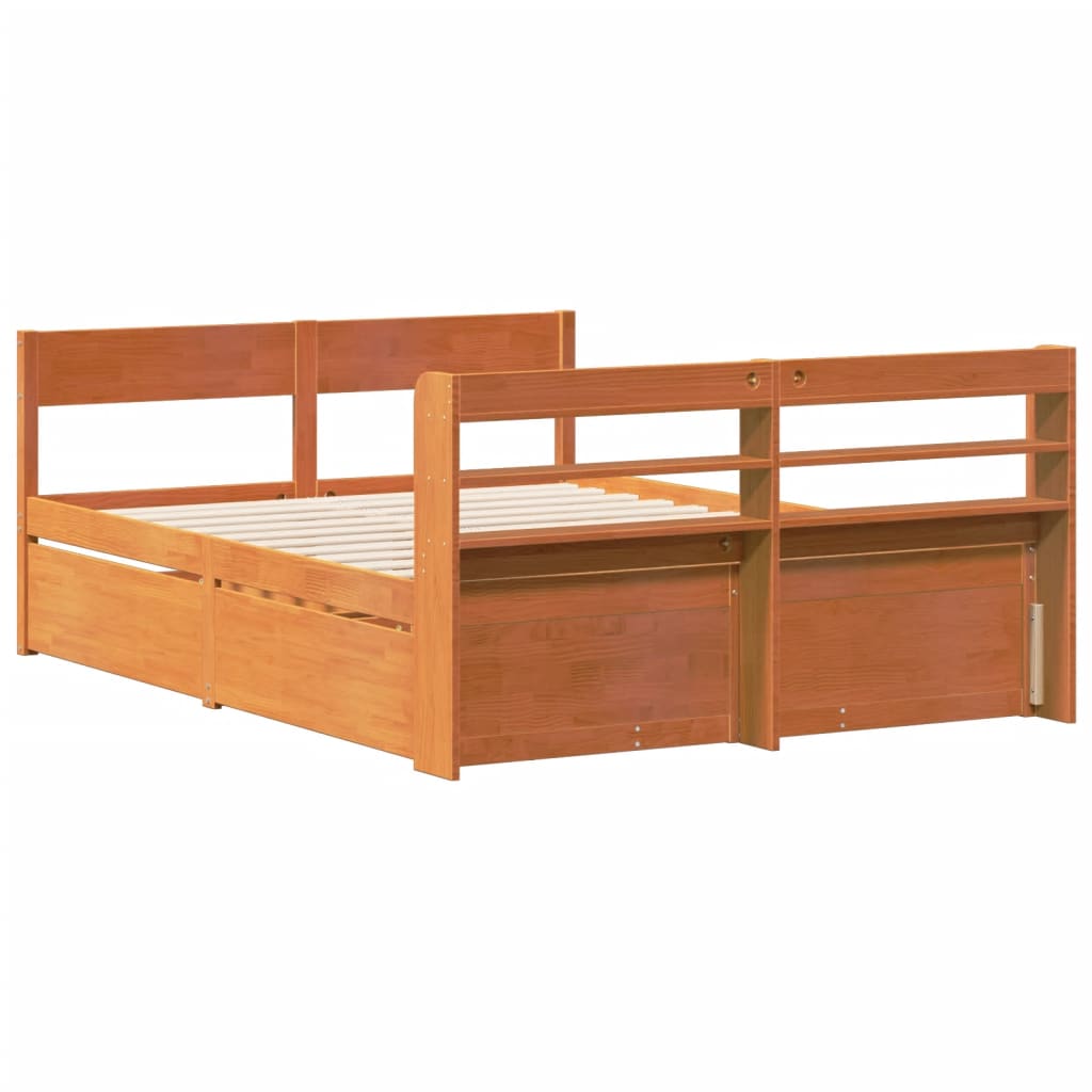 vidaXL Cadre de lit sans matelas cire marron 140x190cm bois pin massif