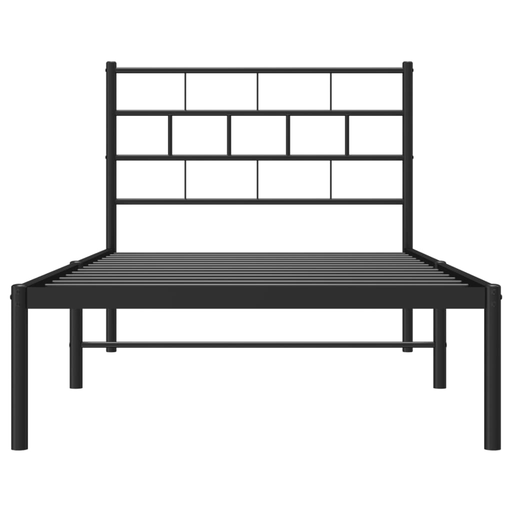 vidaXL Cadre de lit métal sans matelas avec tête de lit noir 80x200 cm