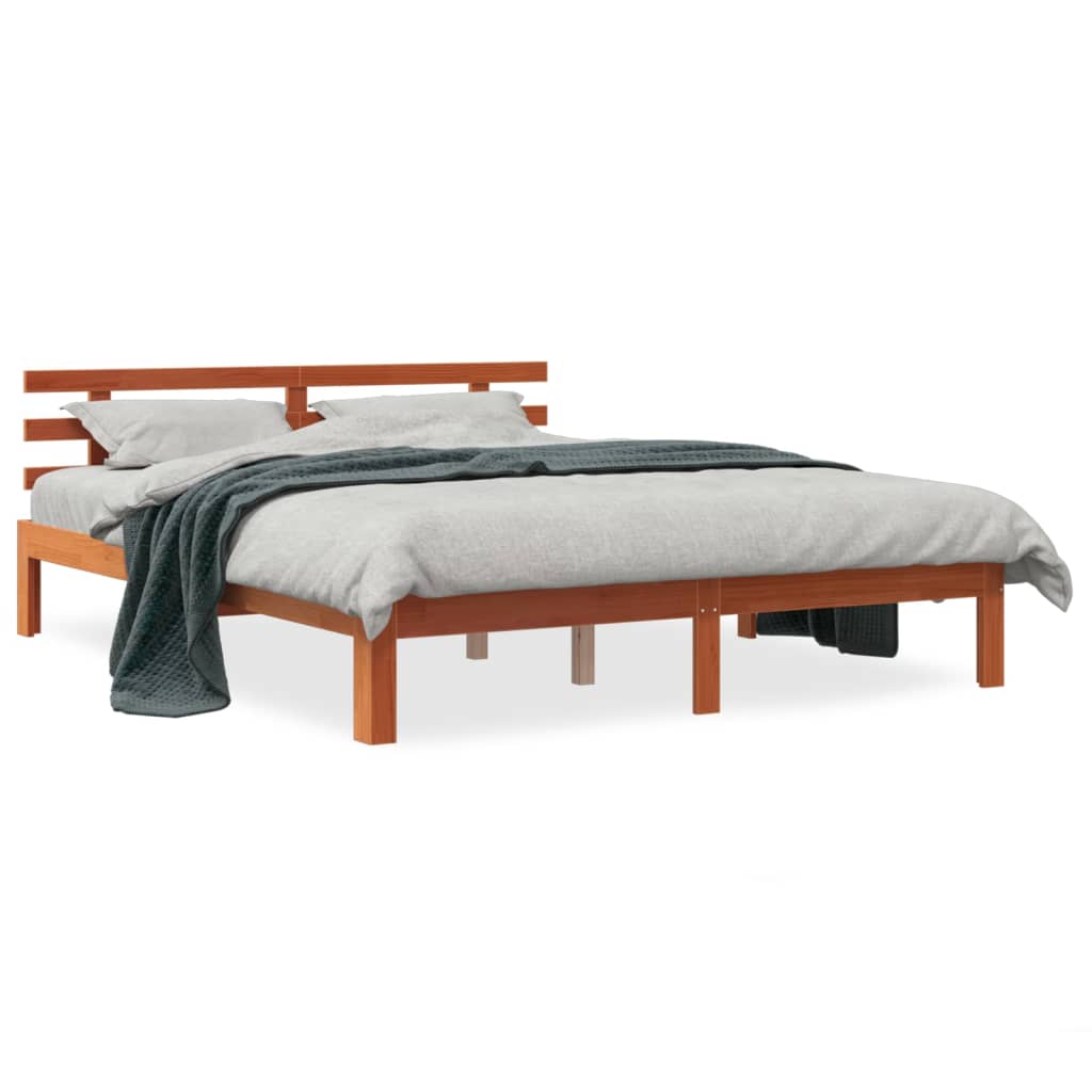 vidaXL Cadre de lit sans matelas cire marron 160x200cm bois pin massif