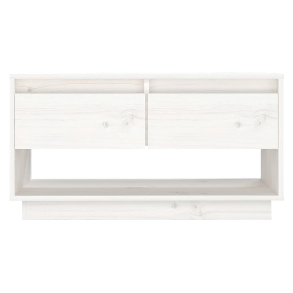 vidaXL Meuble TV Blanc 74x34x40 cm Bois de pin massif