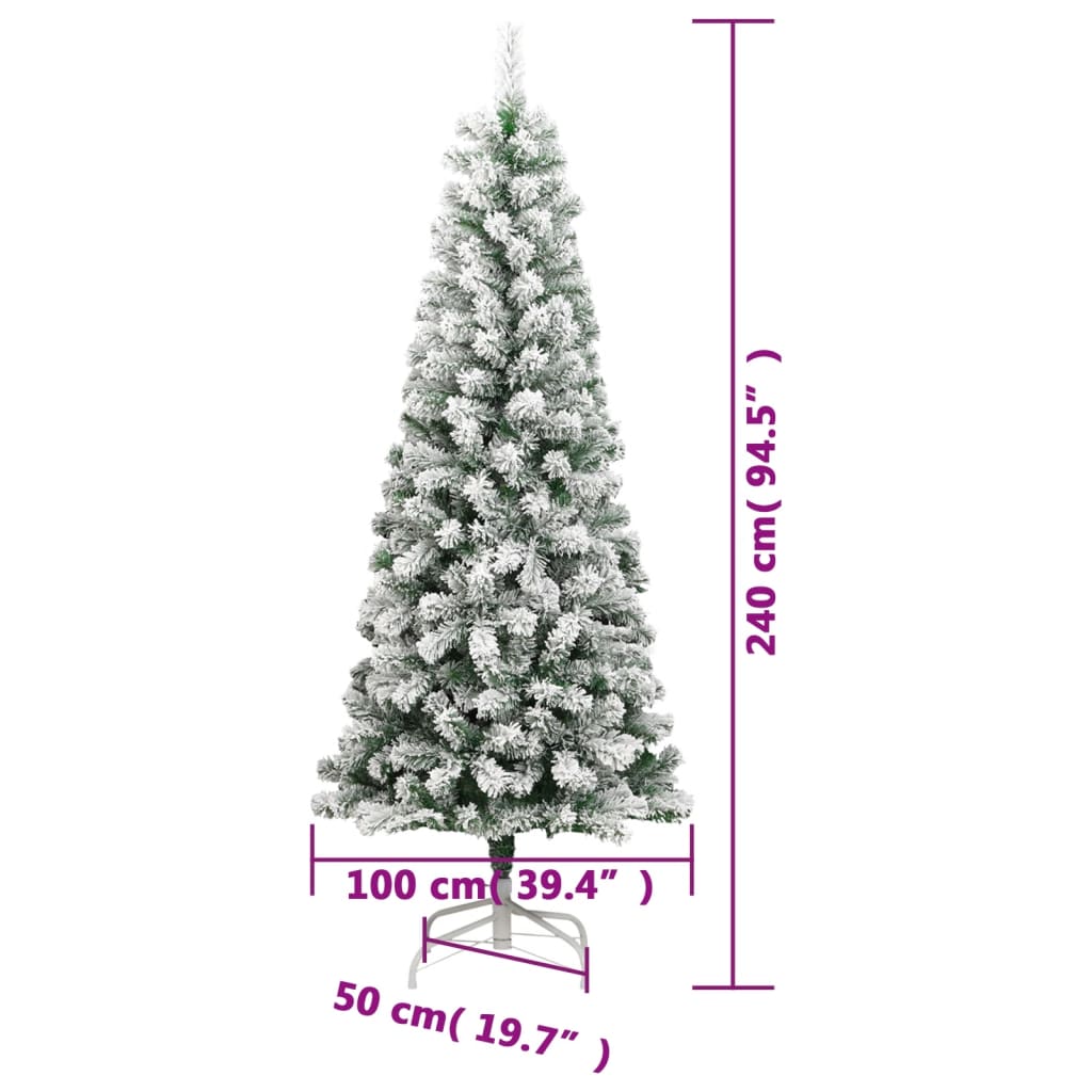 vidaXL Sapin de Noël artificiel à charnières avec neige floquée 240 cm