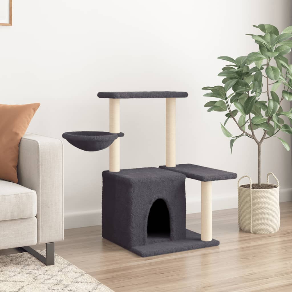 vidaXL Arbre à chat avec griffoirs en sisal Gris foncé 83 cm