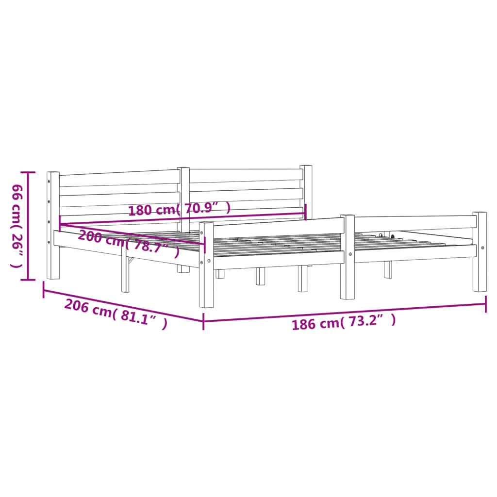 vidaXL Cadre de lit sans matelas bois massif de pin 180x200 cm