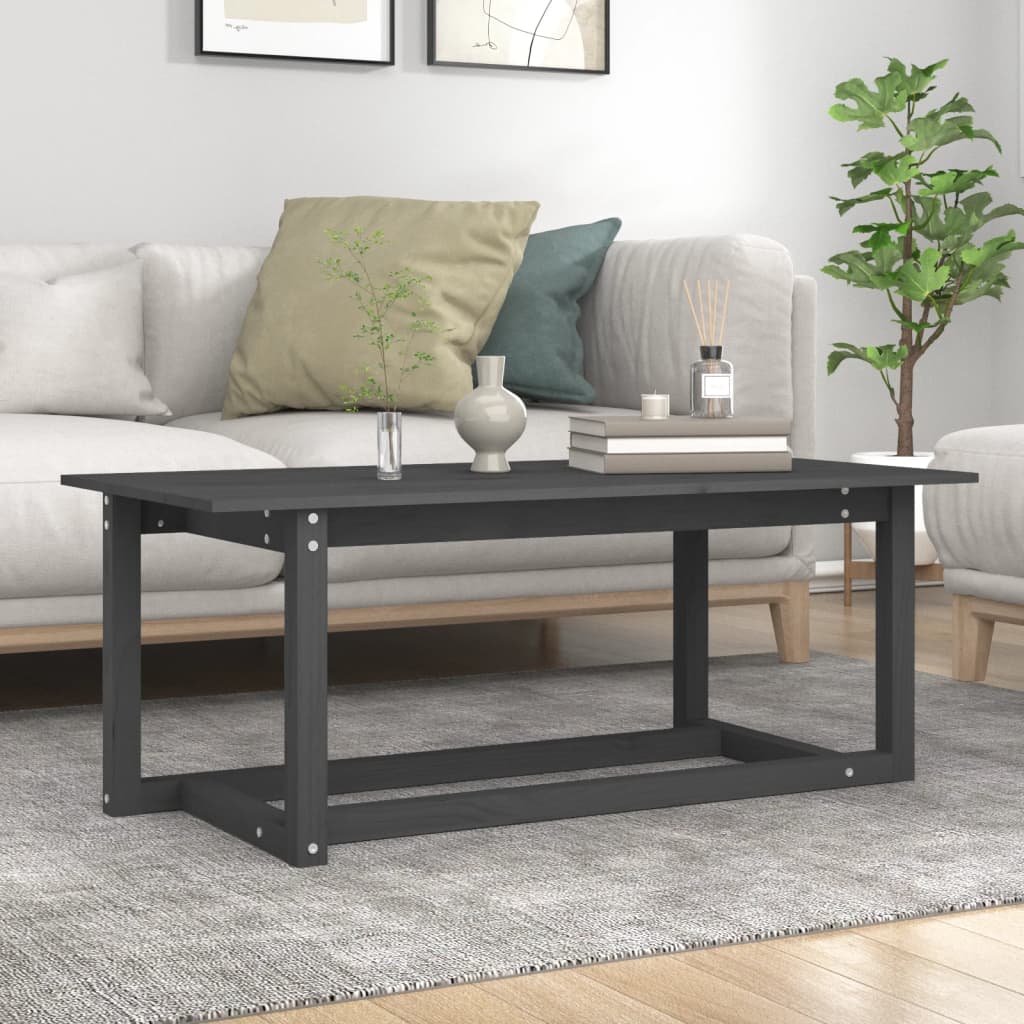 vidaXL Table basse Gris 110x55x45 cm Bois massif de pin