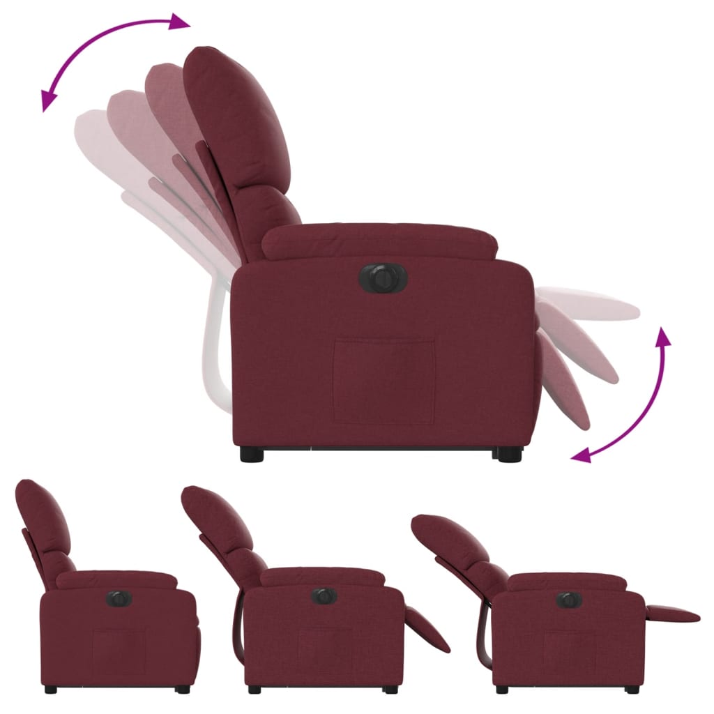 vidaXL Fauteuil inclinable de massage électrique Rouge bordeaux Tissu