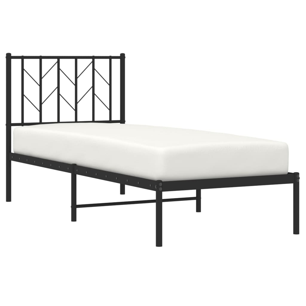 vidaXL Cadre de lit métal sans matelas avec tête de lit noir 75x190 cm