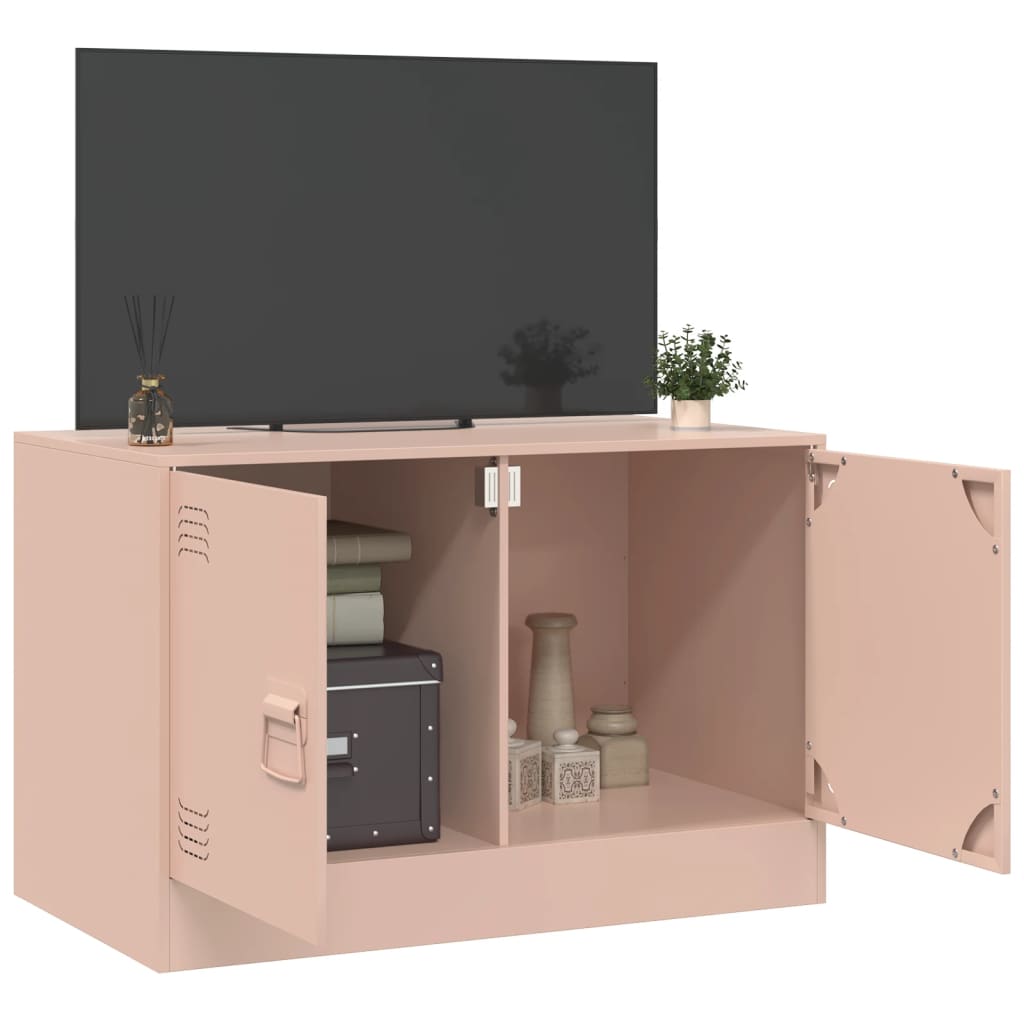 vidaXL Meuble TV rose 67x39x44 cm acier