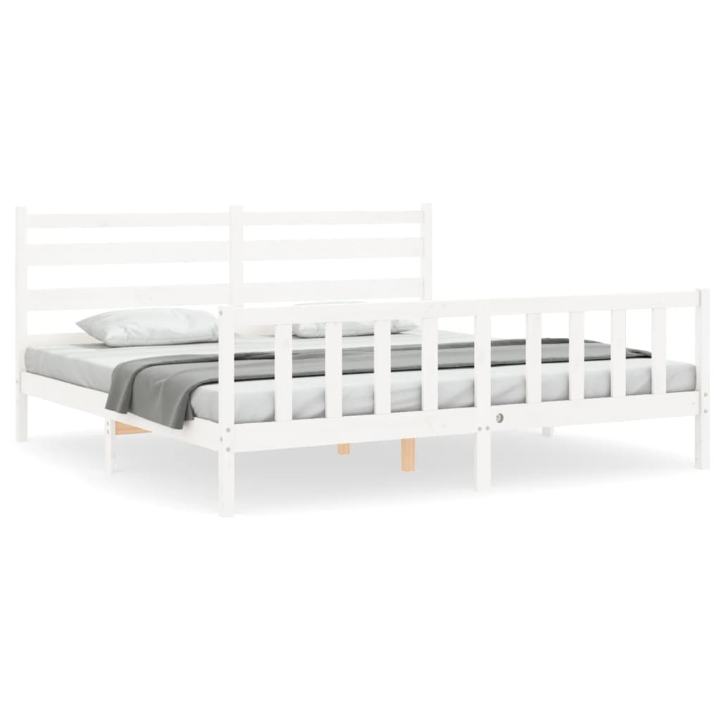 vidaXL Cadre de lit sans matelas blanc bois de pin massif