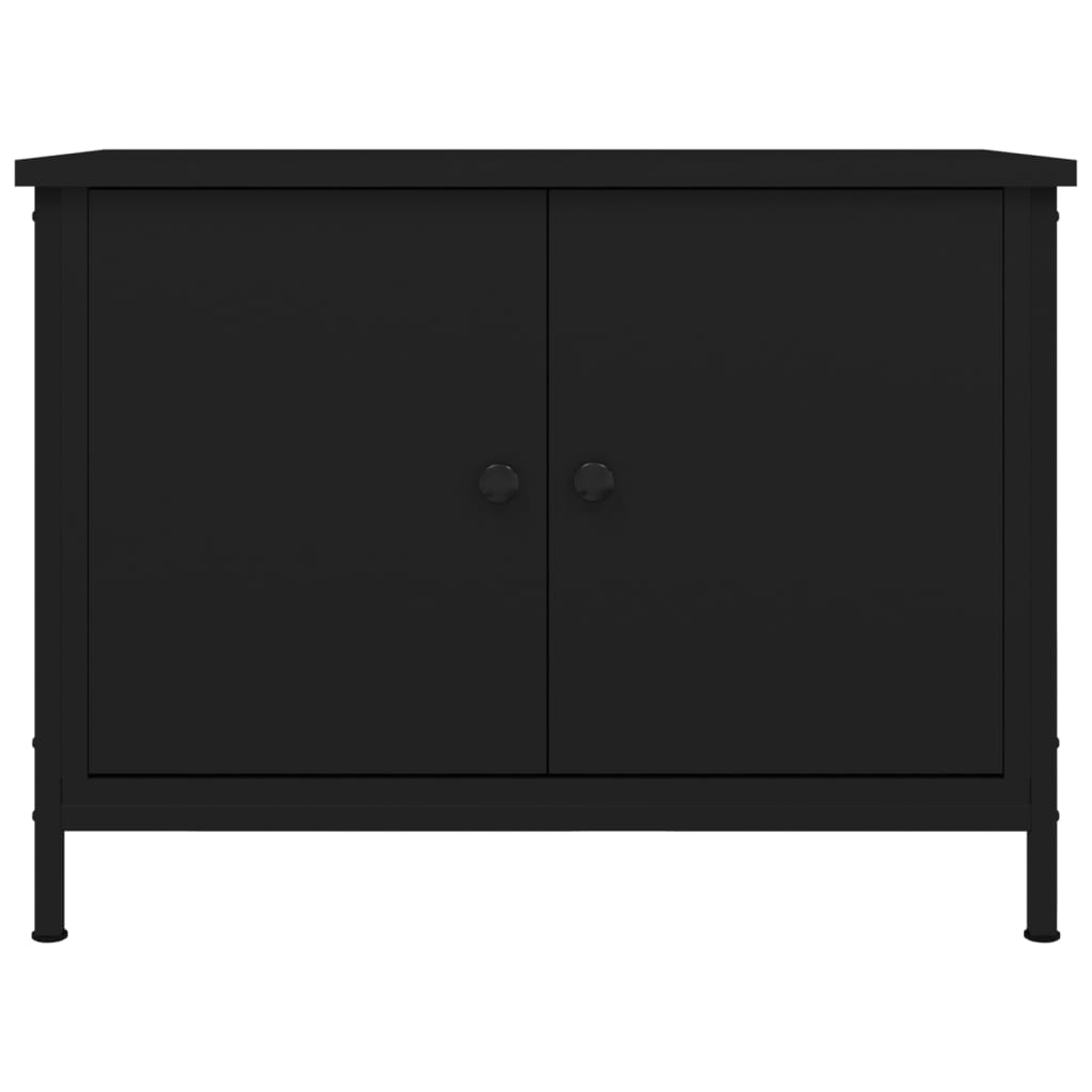 vidaXL Meuble TV avec portes noir 60x35x45 cm bois d'ingénierie