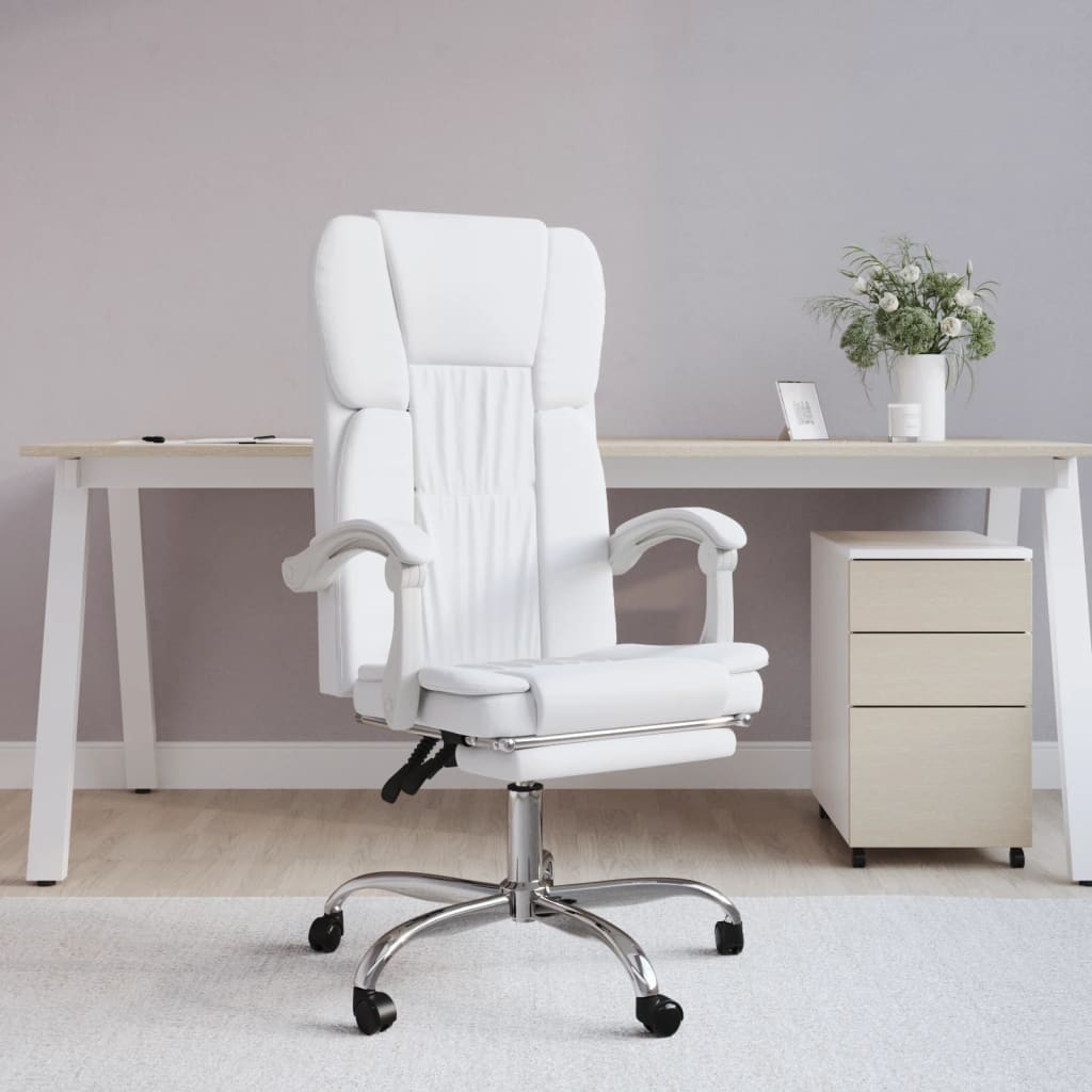 vidaXL Fauteuil inclinable de bureau Blanc Similicuir