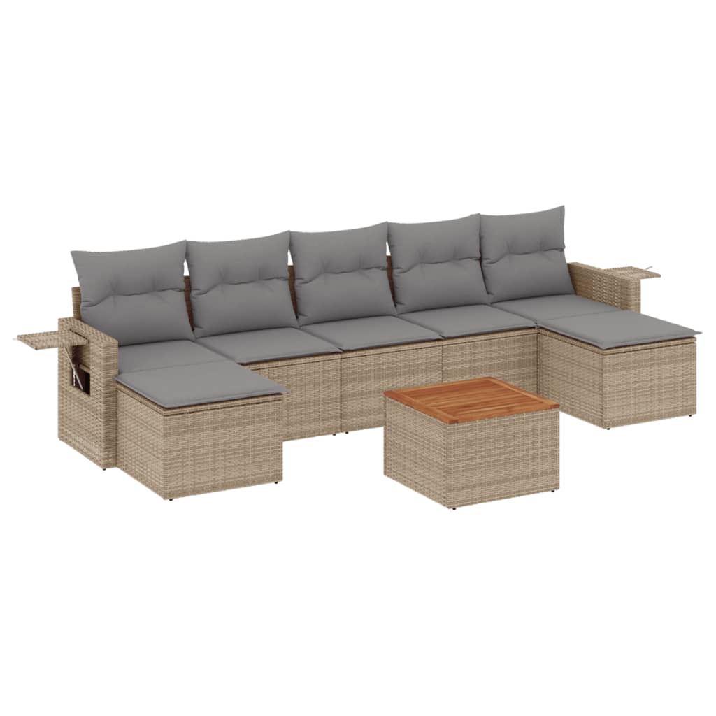 vidaXL Salon de jardin avec coussins 8 pcs beige résine tressée