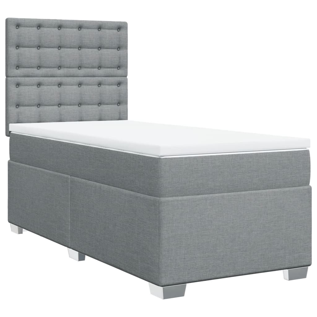 vidaXL Sommier à lattes de lit avec matelas Gris clair 90x200 cm Tissu