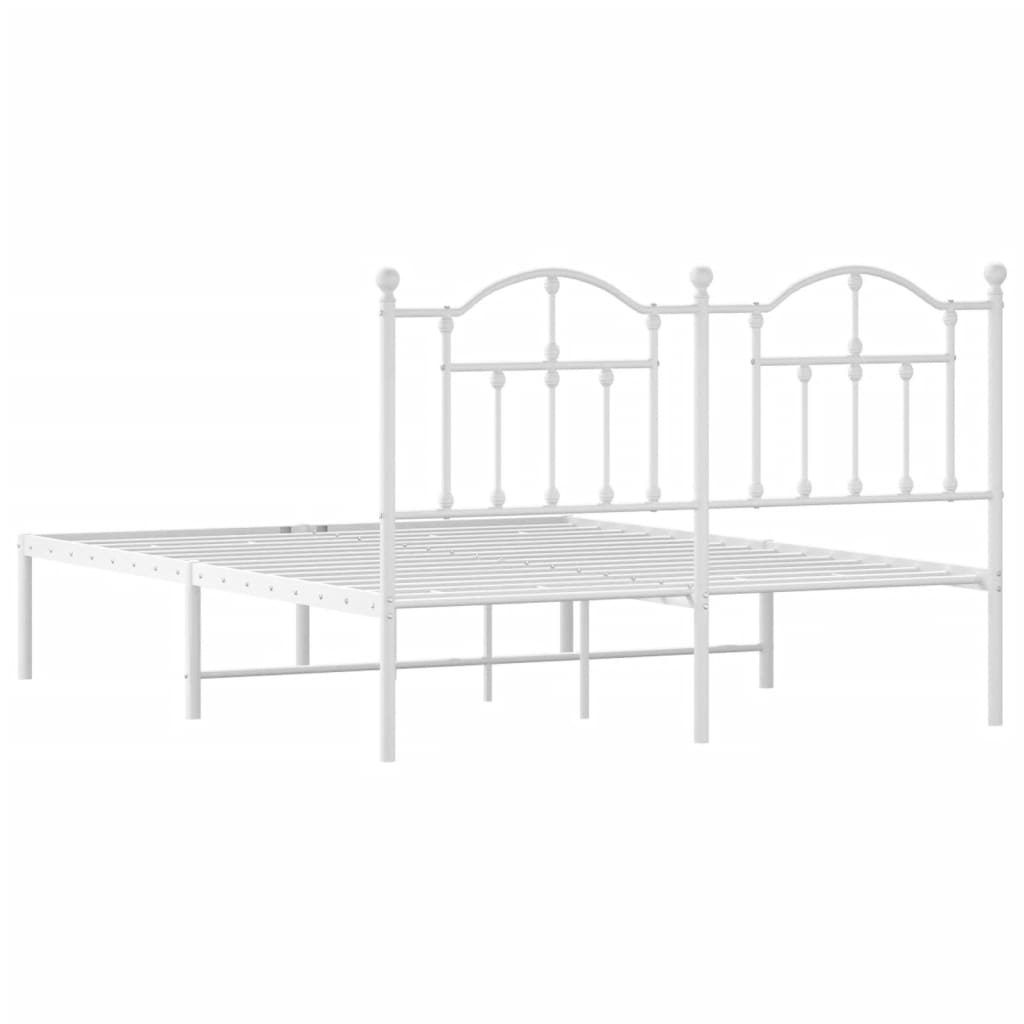 vidaXL Cadre de lit métal sans matelas et tête de lit blanc 135x190 cm