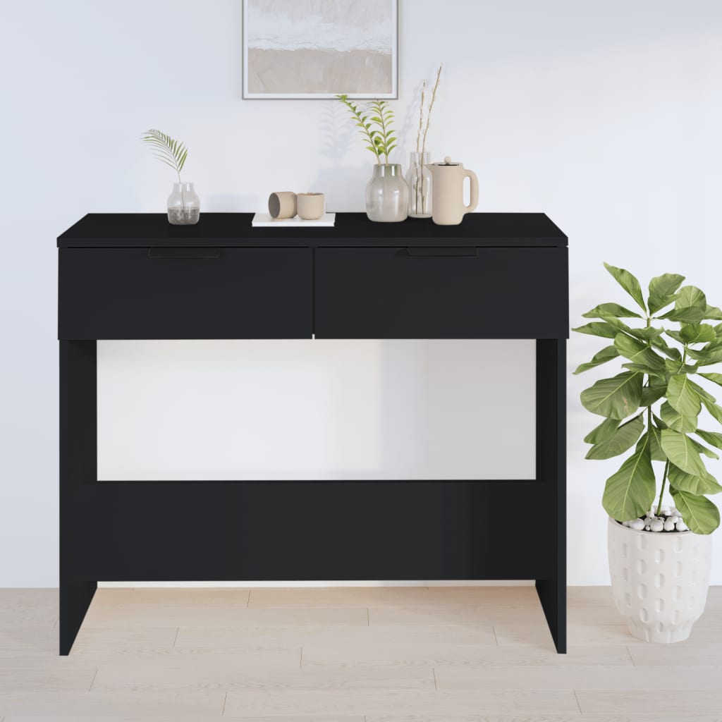 vidaXL Table console noir 90x36x75 cm bois d'ingénierie