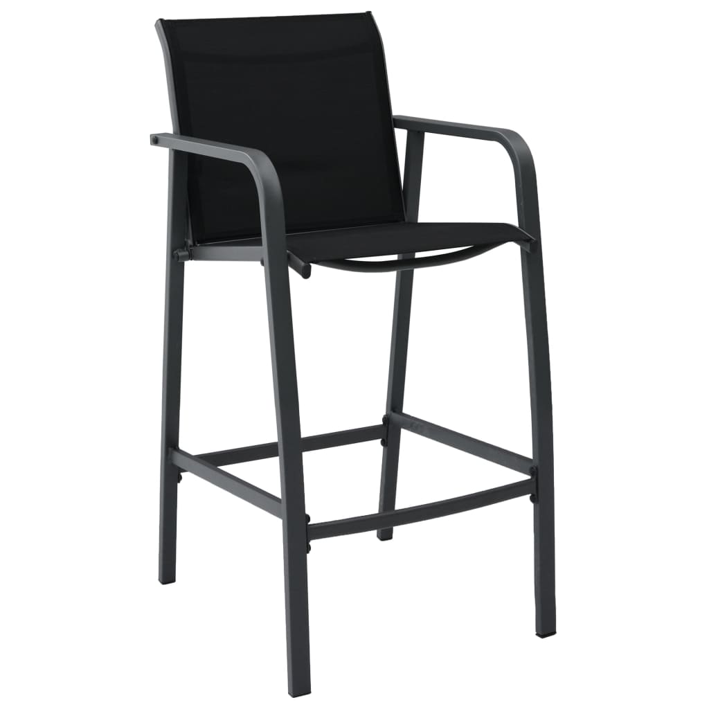 vidaXL Chaises de bar de jardin 4 pcs Noir Textilène