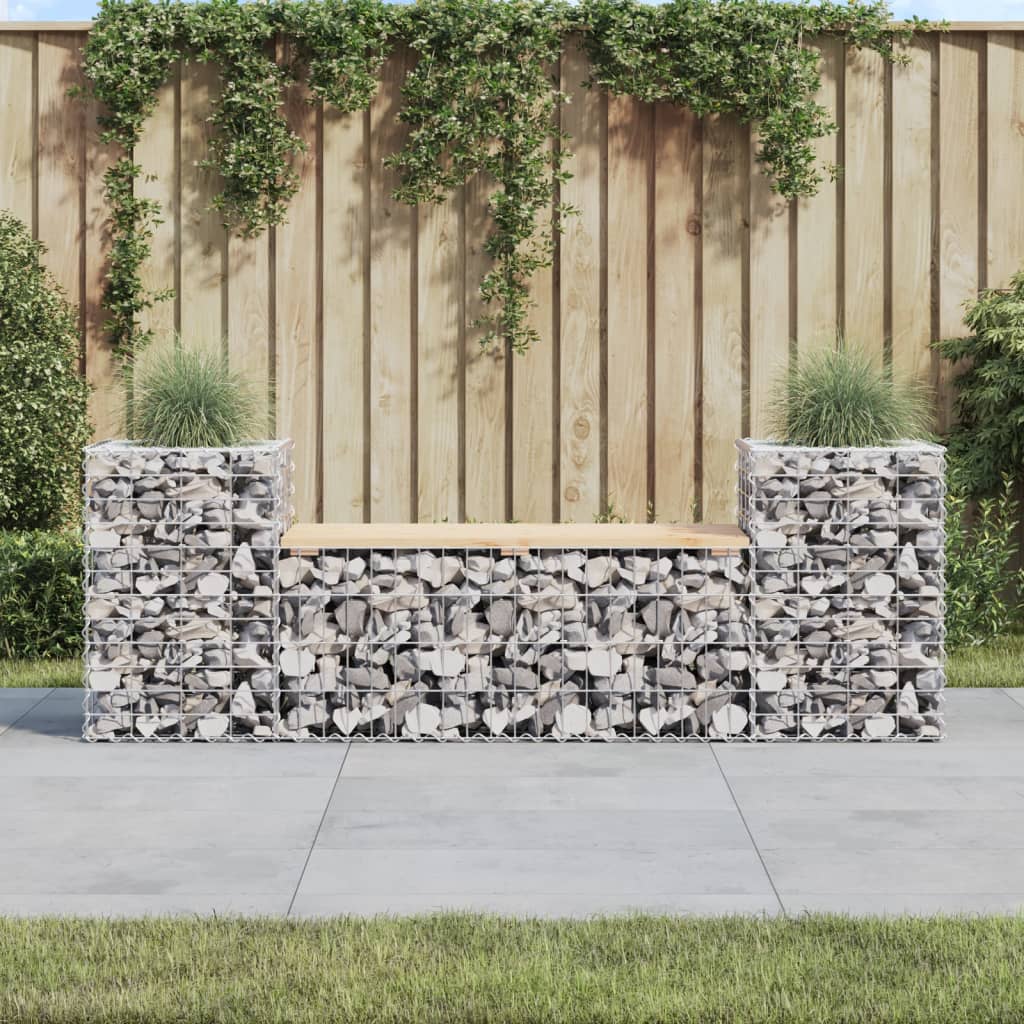 vidaXL Banc de jardin design gabion 183x41x60,5 cm bois massif de pin