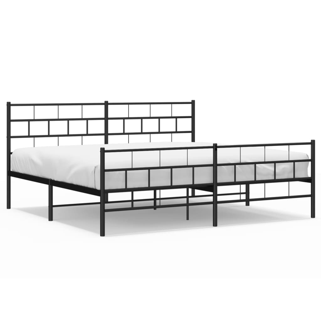 vidaXL Cadre de lit métal sans matelas avec pied de lit noir 183x213cm