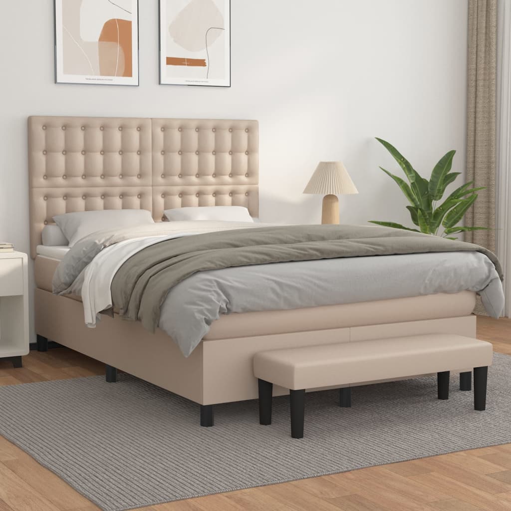 vidaXL Sommier à lattes de lit avec matelas Cappuccino 140x190 cm