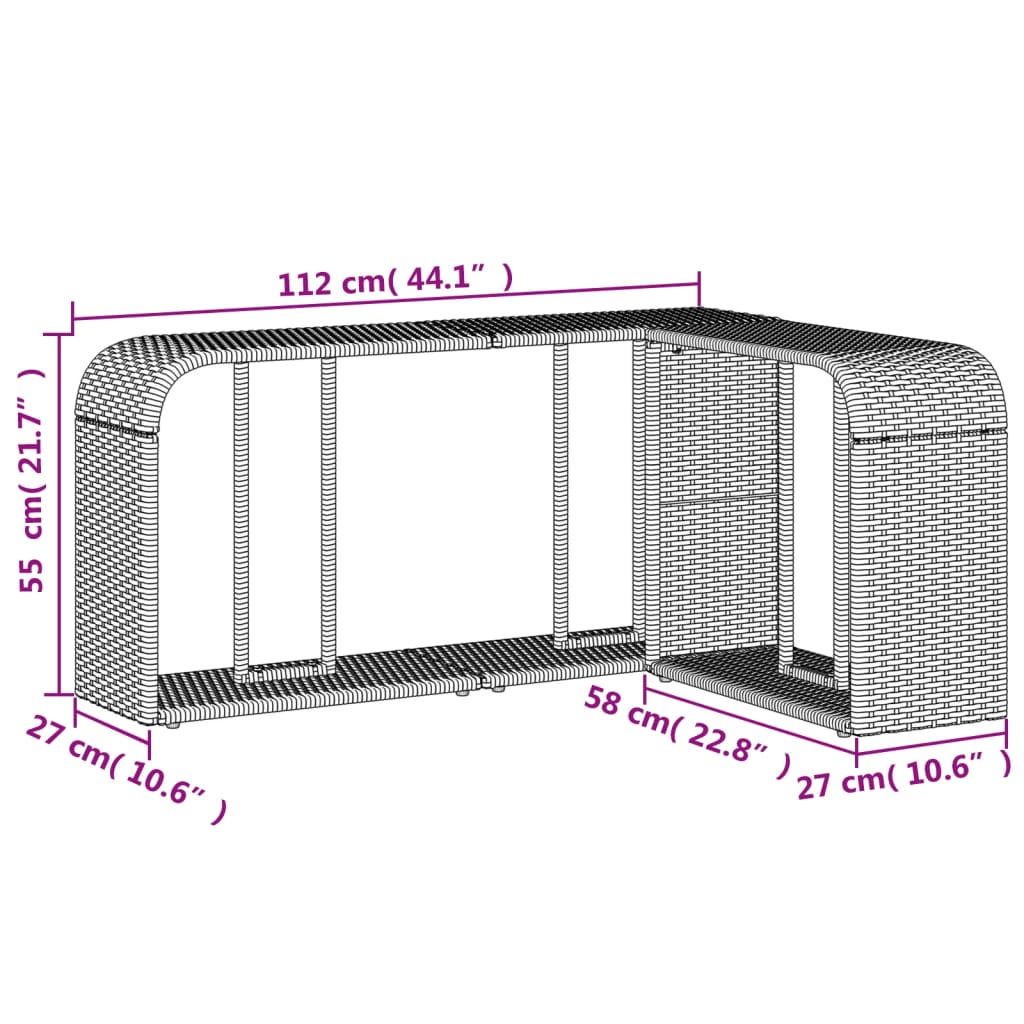 vidaXL Étagères de rangement 2 pcs gris clair résine tressée