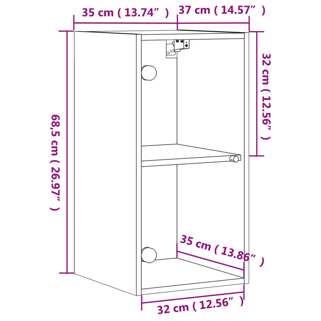 vidaXL Armoire murale avec portes en verre blanc 35x37x68,5 cm