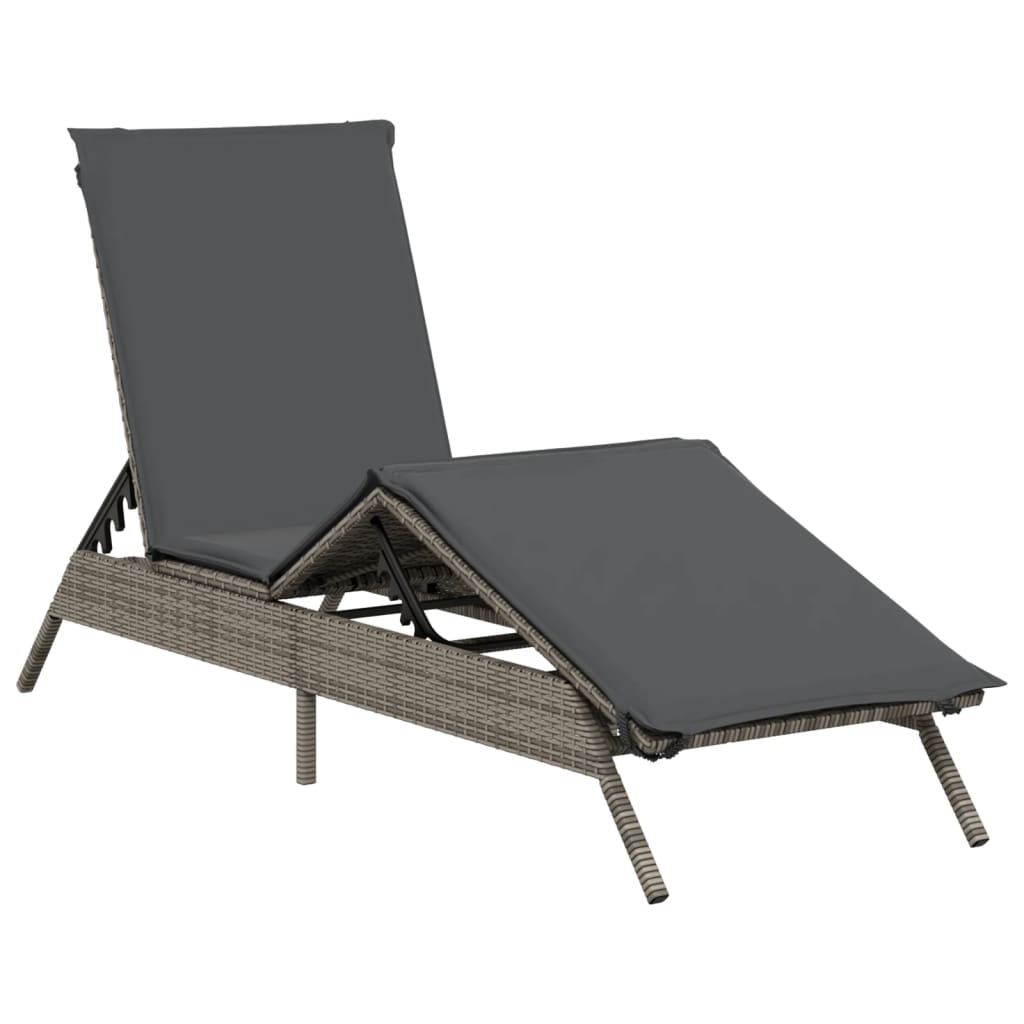 vidaXL Chaises longues avec coussins lot de 2 gris résine tressée