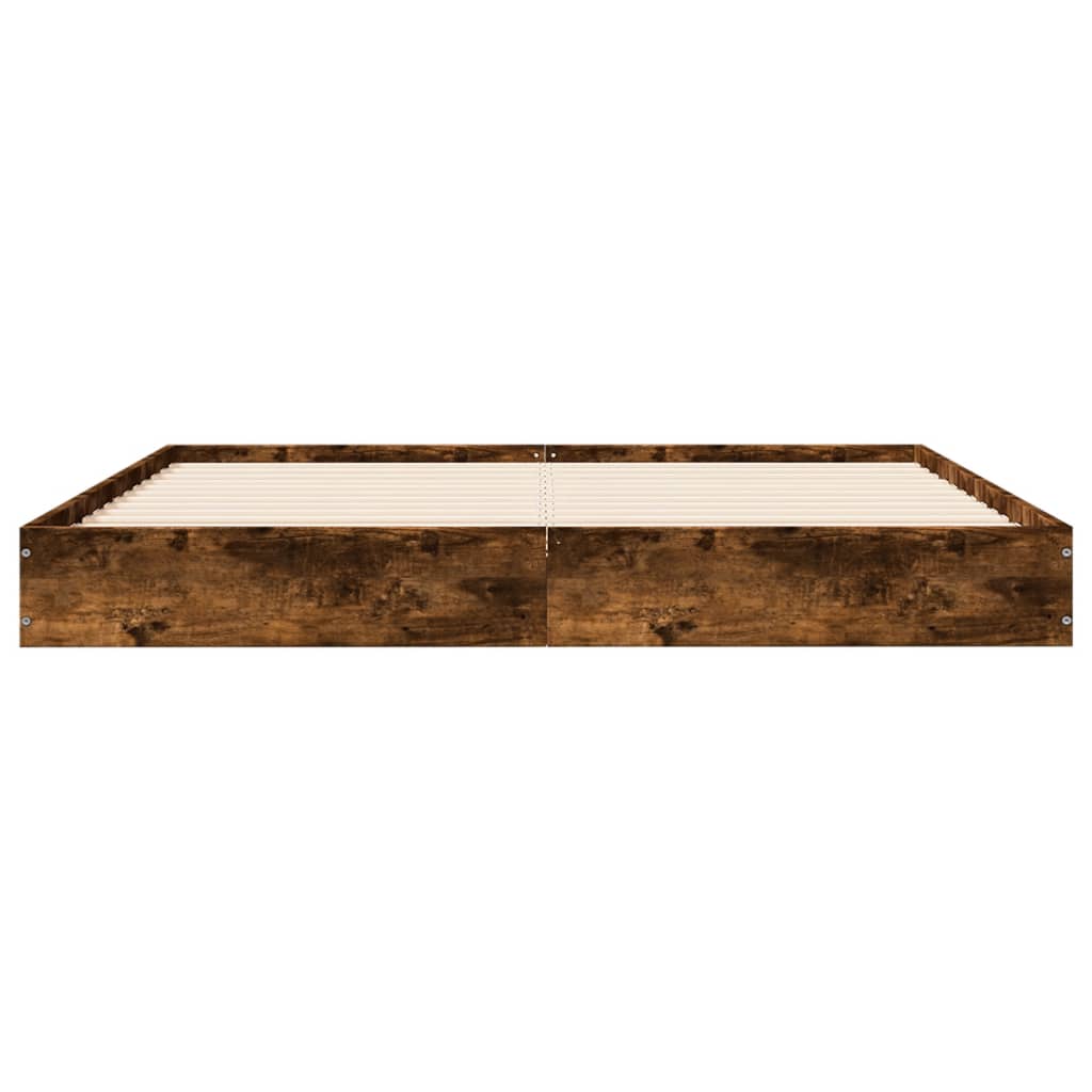 vidaXL Cadre de lit sans matelas chêne fumé 150x200 cm bois ingénierie