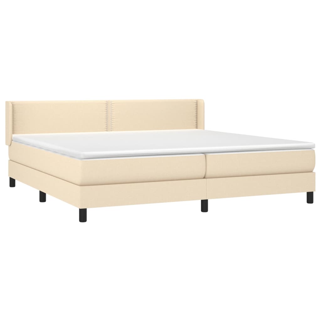 vidaXL Sommier à lattes de lit avec matelas Crème 200x200 cm Tissu