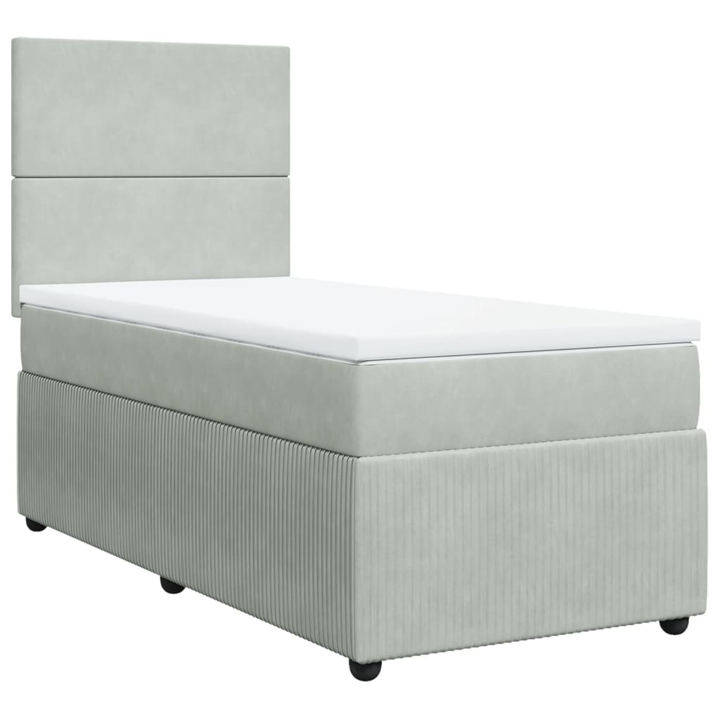 vidaXL Sommier à lattes de lit et matelas Gris clair 90x200 cm Velours